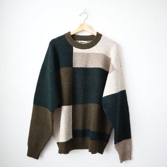Zara Other - Zara Earth Tone Wool Blend Colorblock Sweater | XL